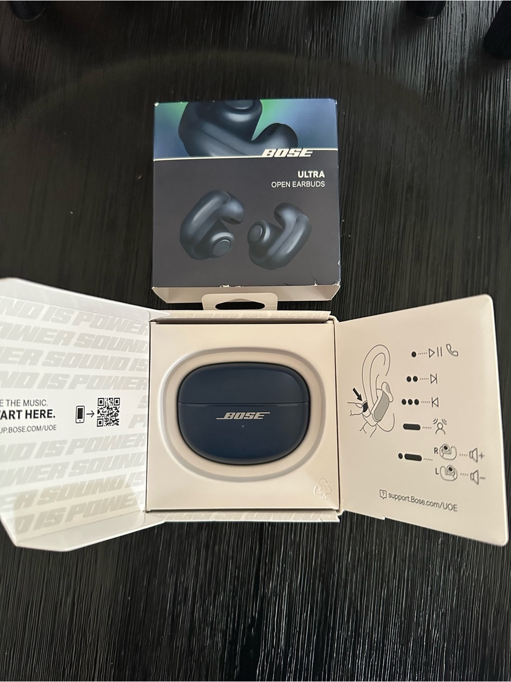 Authentic Used Three Times Bose Ultra Open Earbuds Charging Case - Dark Blue